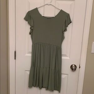 Spring Eyelet Sleeve Tiered Swing Dress